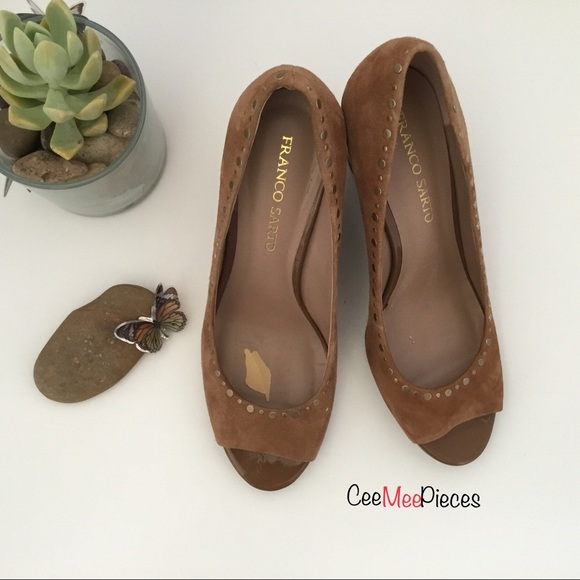 Franco Sarto “Glitzy” Brown Tan Wedge, Sz 10M - Picture 2 of 6